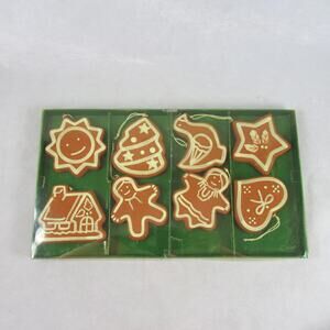 Williams Sonoma Boxed Set 8 Ceramic Gingerbread Cookie Christmas Ornaments